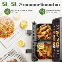 Digitale Airfryer XXL 10L Sinaopus 901 – Heteluchtfriteuse met Dubbele Mand en DualMand Onafhankelijke Snelle Opwarming – Voor Gezinnen – 10 Programma’s – Kijkvenster – Makkelijk te Reinigen – Capaciteit voor 5 Personen — thumbnail 2