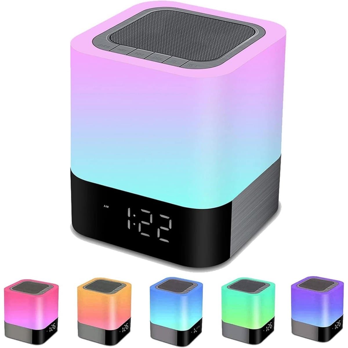 GELLDG Draagbare Bluetooth-luidspreker met verlichting - kan gebruikt worden als nachtlampje - aanraakgevoelige dimbare wekker - RGB-kleurveranderende ledverlichting - een geschikt cadeau geschikt voor meisjes, kinderen, tieners — afbeelding 1