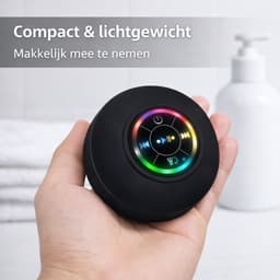 JustValue Douche Speaker - 6 x 6 x 3 CM - Bluetooth Badkamer Speaker - Waterproof - RGB Led Verlichting - Zwart — thumbnail 2