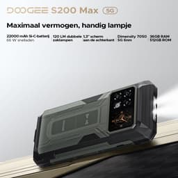 DOOGEE S200 Max 5G AI Outdoor-telefoon-22000 mAh/66 W batterij-36 (16 + 20) GB+512 GB-Android 15-6,72inch FHD+120 Hz-scherm aan de voorkant-1,3-inch scherm aan de achterkant-108 MP+20 MP nachtzicht+32 MP camera's-Dubbele 120 LM kampeerlamp-WiFi 6-NFC — thumbnail 9