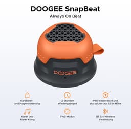 DOOGEE SnapBeat-Bluetooth Speaker-Bluetooth 5.4-luidspreker-Draagbare mini-Draadloze Speaker met 12 uur Batterijduur-magnetische luidspreker -Waterdicht IP66-Stereo TWS-luidspreker-Heldere hifi-geluidskwaliteit-Basis-Haak — thumbnail 4