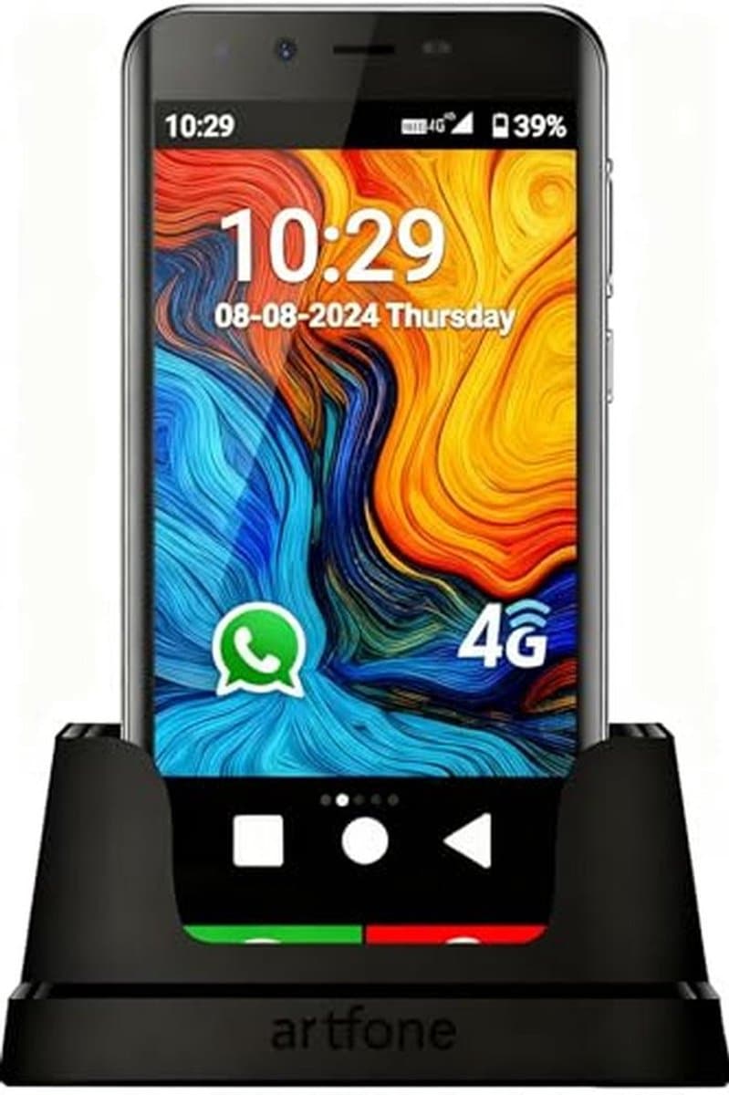 Senior Smartphone met SOS Knop en Grote Letters | 5-Inch HD Scherm, Android 12, 13MP Camera, USB-C, GPS, 2800mAh Accu, Simlock Vrij voor WhatsApp & Wi-Fi — afbeelding 1