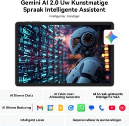 TABWEE Tablet - T50 Tablet - 24GB RAM - 128GB ROM - Android 16 - 11 inch - 8000mAh - WIFI Tablet - OTG - Grijs — thumbnail 3