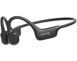 Sanag Open-Ear headphone - Sport Koptelefoon - IPX7 Waterdicht - Air Conduction 2.0 - 9 uur Batterij - Bluetooth 5.3 - Magnetisch Opladen - Titanium Frame - Zwart