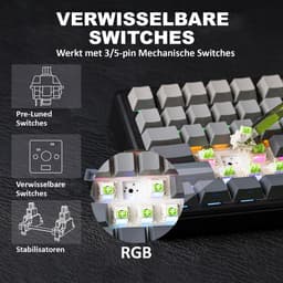 EPOMAKER x AULA F75 MAX - Zwart/Grijs - Mechanisch Draadloos Toetsenbord - RGB - 75% - QWERTY - Gaming Keyboard - Leobog Reaper Switch — thumbnail 4