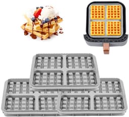 3 stuks wafelinzetstukken - geschikt voor Philips Airfryer 2000 Series NA229/00 - 24*18*4cm - grijs — thumbnail 1