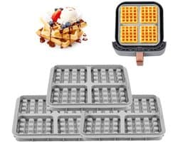 3 stuks wafelinzetstukken - geschikt voor Philips Airfryer 2000 Series NA229/00 - 24*18*4cm - grijs