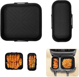 2 stuks Bakplaat - siliconen airfryer-inzetstukken - geschikt voor Philips 3000 series NA350/00 Airfryer - BPA-vrije airfryer-accessoires - vaatwasmachinebestendige inzetstukken - zwart — thumbnail 1