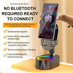 5-in-1 Bluetooth Speaker - Telefoonhouder met 3000mAh Powerbank - Opvouwbare Speaker met RGB Verlichting - Cadeau voor Mannen en Vrouwen - Zwart - 1 Stuk — thumbnail 7