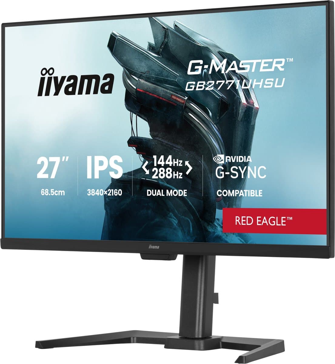 iiyama G-Master GB2771UHSU-B1 Red Eagle - 27 inch - 4K - IPS - 144 Hz - Verstelbaar - HDR 400 - G-Sync Compatible — afbeelding 1