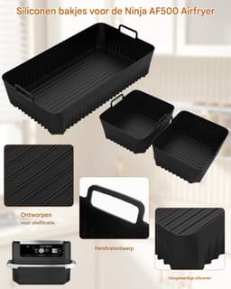 Ninja AF500EU Accessoires - 10.4L + 2x 5.2L Silicone Vormen - Ovenbestendig, Afwasmachinebestendig - Zwarte Bakvorm voor Dual Zone Airfryer — thumbnail 7