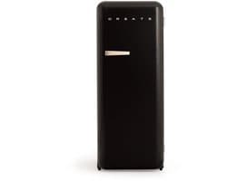 CREATE - Koelkast in retrostijl - Zwart - Handvat Zand - FRIDGE RETRO 281L