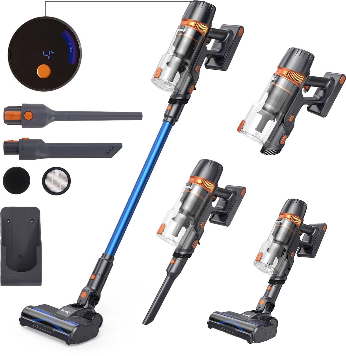 VacniQ V3 Steelstofzuiger Draadloze stofzuiger, 3-in-1 steelstofzuiger, tot 45.000 Pa, 60 minuten gebruiksduur, anti-klit, 5-traps filter, krachtig en lichtgewicht, voor hardhouten vloeren, tapijten, auto's en dierenharen — afbeelding 1
