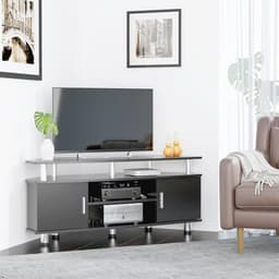 Moderne Tv-bank met Multi-opslag en Gelaagd Ontwerp - 120x40x52cm Zwart Chroom — thumbnail 4