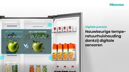 Hisense RS3P558NEID - Amerikaanse koelkast - No-Frost - 178 cm hoog - 544 liter - Energielabel D - Invriesvermogen 12 kg/24u - Geluidsniveau 37 dB - LED Display - SuperCool - FastFreeze - Deuralarm - Inverter Compressor - Multi Airflow — thumbnail 20