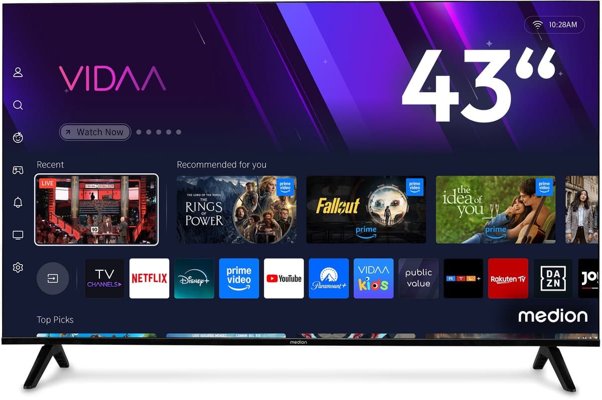 MEDION 108 cm (43″) QLED Ultra HD TV (Smart-TV, 4K, Dolby Vision HDR, VIDAA Store, Prime Video, Disney+, DAZN, Paramount+, Dolby Atmos, HbbTV, PVR, Bluetooth, MD 843601) — afbeelding 1