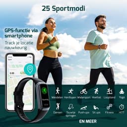 FITAGE Stappenteller & Hartslagmeter - Activity Tracker - Stappenteller Horloge - Smartwatch - Heren, Dames en Kinderen - Zwart — thumbnail 8