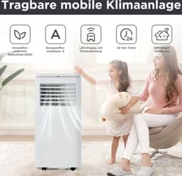 Mobiele airconditioner 9000 BTU/u, 2,5 kW. Luchtontvochtiger, met afzuigfunctie, afstandsbediening/APP-bediening/3 bedrijfsmodi/voor ruimtes tot 100 m³, 24-uurs timer. Energie-efficiëntieklasse A — thumbnail 10