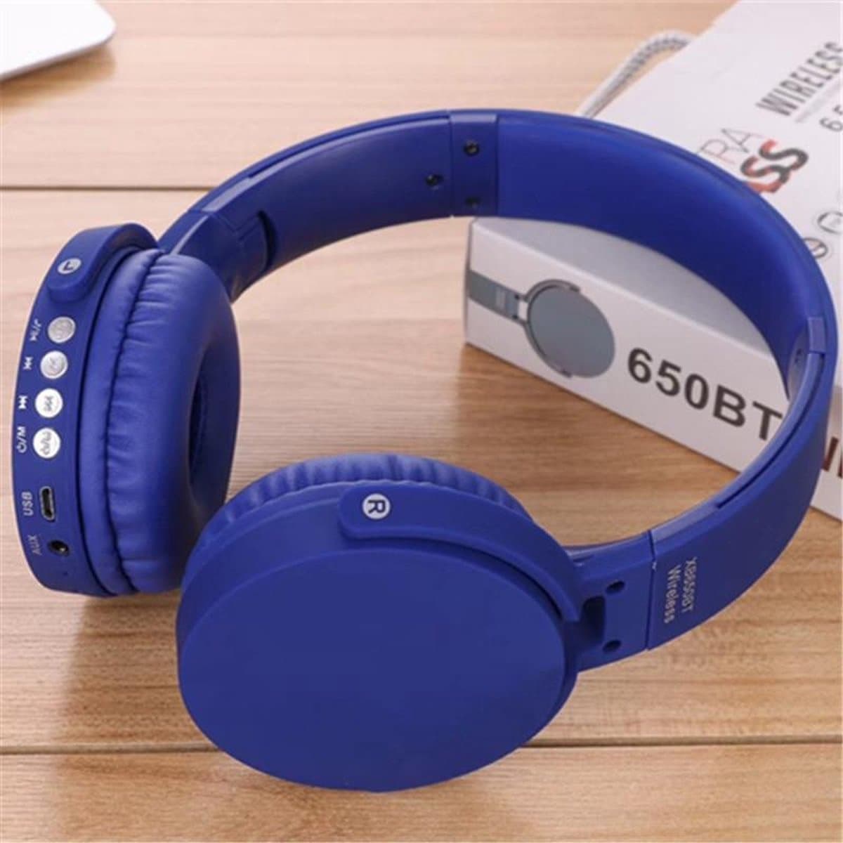 Bluetooth koptelefoon over ear, draadloze koptelefoon en vaste Inklapbaar headsets met een ingebouwde microfoon, Micro SD/TF, FM Geschikt voor: iPhone/Samsung/iPad/Huawei – 650BT Blauw — afbeelding 1