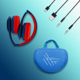 PowerLocus PLED Draadloze Koptelefoon Over-Ear voor Kinderen - LED lampjes - met Microfoon - Micro SD poort - Blauw/Rood — thumbnail 6