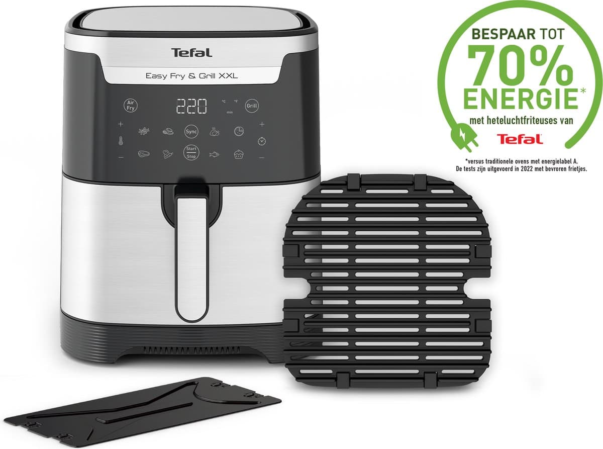Tefal Easy Fry & Grill XXL EY801D - 2-in-1 Airfryer - 6,5L - Grillfunctie - Voor 6 Personen - RVS — afbeelding 1