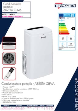 Termozeta Clima 12000BTU Mobiele Airco — thumbnail 2