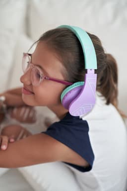 PowerLocus P1 Kids Kinder Koptelefoon Draadloos - Koptelefoon voor kinderen - Veilig volume van 85 dB - Bluetooth Hoofdtelefoon - Met microfoon - incl. Premium Case - Paars/Groen — thumbnail 7