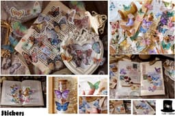 Bob Online ™ - 40 Stuks – Mixed Kleuren Serie - Vlinder Deco Stickers – PET Transparant Vlinder Hars Decals voor Scrapbook – Doe-het- zelf Karten Maken – Decoupage – Laptop Sticker – Fotolijst Deco Stickers – PET Butterfly Stickers – Knutsel Stickers — thumbnail 3