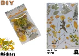 Bob Online ™ - 40 Stuks – Deco Stickers - Geel Bloemenstickers PET – Transparant Bloemstickers voor Scrapbooking, Kaarten Maken, Inpakken, DIY Ambachten, Waterflessen, Telefoonhoesjes, Laptops – Flower Stickers PET – Retro Floral Stickers Yellow — thumbnail 5