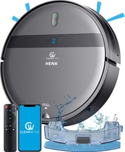 CleanWise Henk Robotstofzuiger – Nederlands Product – Voor Huisdieren – Met Dweilfunctie & Laadstation – Dweilrobot – 4500 Pa – HEPA 14 – Ultra dun 7,4 cm – App & Spraakbediening – Voor Huisdierharen, Harde Vloeren & Tapijt — thumbnail 1