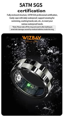 WizBay Premium Select® Smart Ring Zilver - Hartslag, Slaap, Bloeddruk, Zuurstof - Multi Sport Modi - Oplaadcase - Maat 9 — thumbnail 7