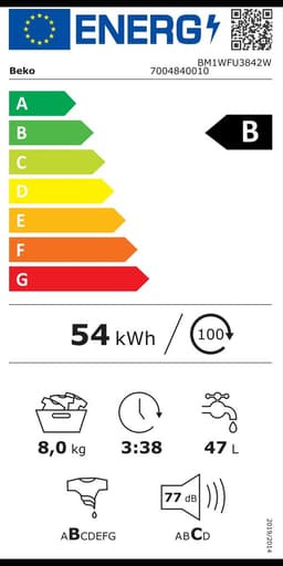 Beko b100 BM1WFU3842W wasmachine Voorlader 8 kg 1351 RPM Zwart, Wit — thumbnail 14