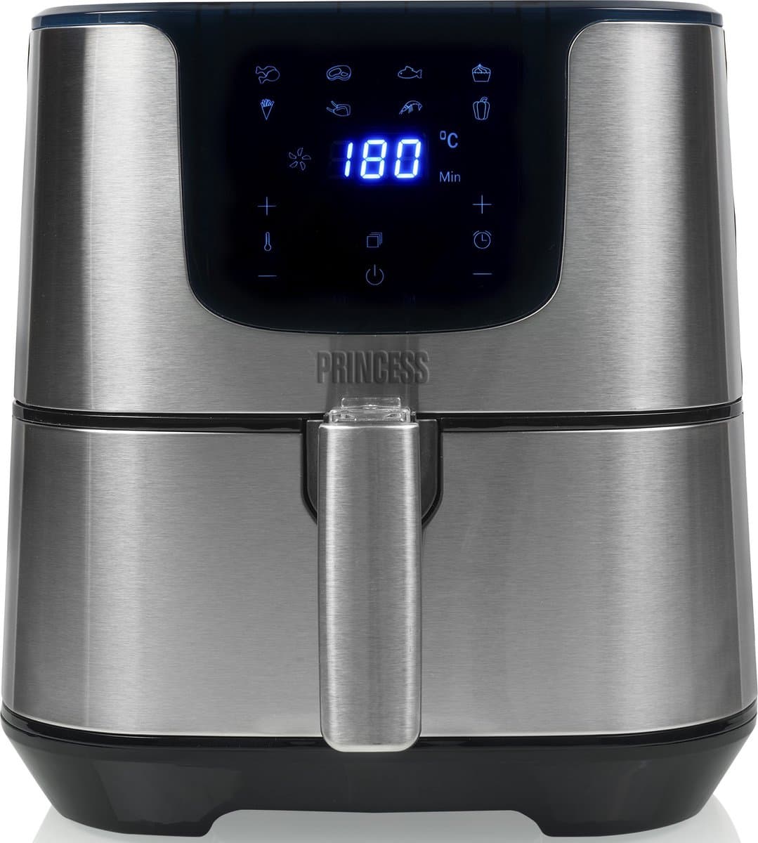 Princess Digitale Airfryer Deluxe XXL 182060 – Heteluchtfriteuse - 5.5 liter - 8 voorgeprogrammeerde programma’s - Inclusief airfryer mandje - RVS — afbeelding 1