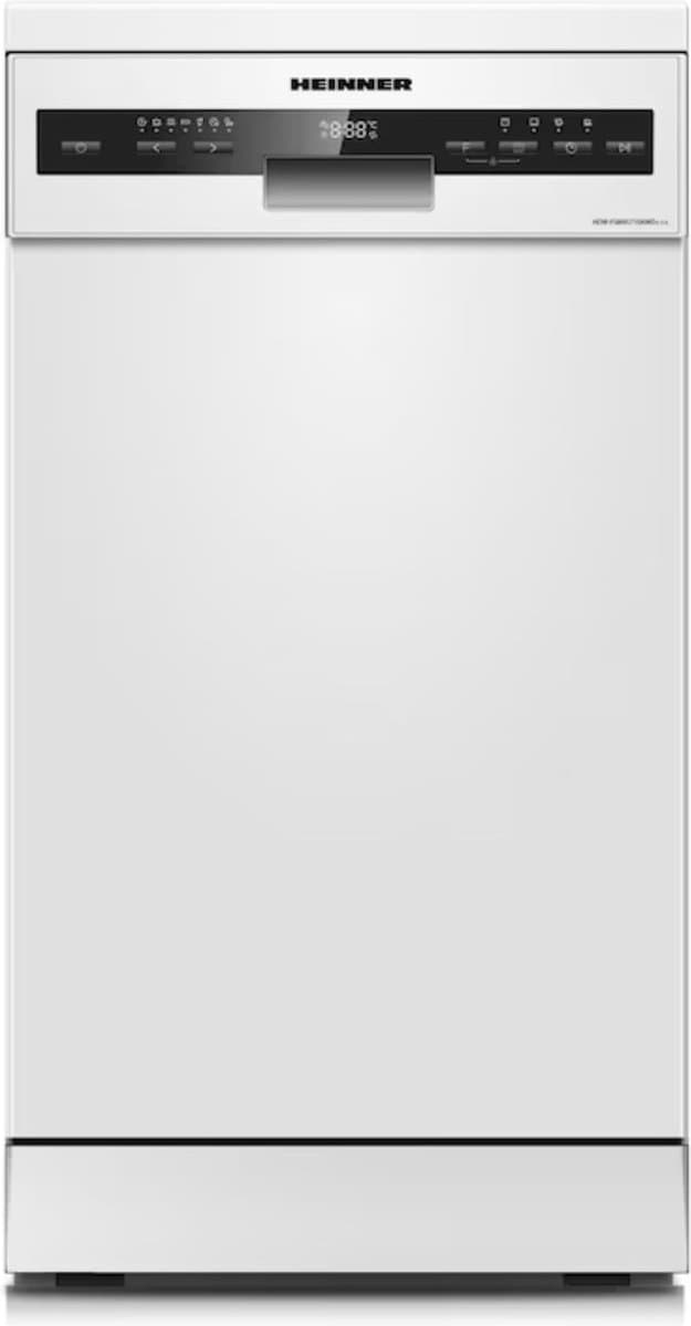 Heinner HDW-FSM45710AWD+++ Vrijstaand Slanke Vaatwasser – 10 Couverts – Elektronische Bediening – Automatische Deuropening – LED Display – Wit – 5 Jaar Garantie — afbeelding 1