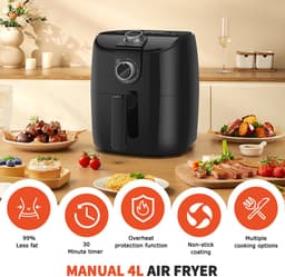 Aigostar Airfryer - Heteluchtfriteuse 4 liter - 1500W Zwart — thumbnail 2