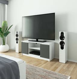 TV Meubel / AKORD Furniture Factory / Wit - Grafietgrijs / 2 Deuren / 40 cm x 120 cm — thumbnail 6