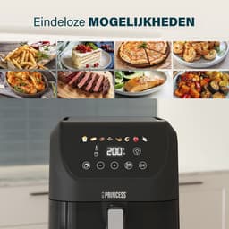 Princess Airfryer XL 182240 - Heteluchtfriteuse - BPA vrij - 5.5 liter - Kijkvenster - Touchscreen - 8 Programma's - Slank Ontwerp - 1500W - Inclusief Grillrek - Zwart - venster — thumbnail 2