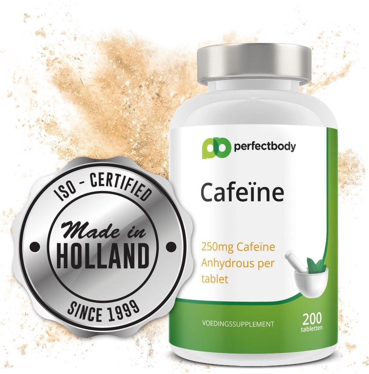 Cafeïne Tabletten - 200 Tabletten - PerfectBody.nl — afbeelding 1