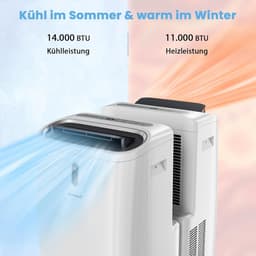 COSTWAY 5-in-1 ventilatorkachel, mobiele airconditioning, 14000 BTU, ontvochtiger, verwarmingsfunctie, luchtreiniger, slaapmodus, airconditioner met afvoerslang, 2,6 kW, 16 tot 32 °C, 25 tot 45 m², app/afstandsbediening, 24-uurs timer — thumbnail 4