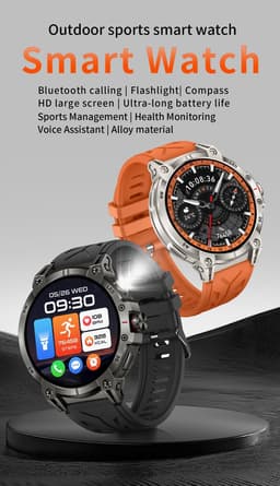 Knobbout 1.85 inch HD Sport Smartwatch - 760mAh Battery -Voorzien van GPS, AI-assistent & Bluetooth-bellen -Alles-in-één: Gezondheid, sport, communicatie & lifestyle-Stijlvol, slim en volledig aanpasbaar aan jouw leven-Zwart staal+ rubber horlogeband — thumbnail 10