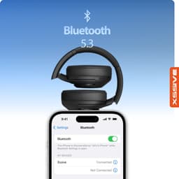 Draadloze Bluetooth Koptelefoon Noise Cancelling - Hybrid ANC - Bluetooth 5.3 - 60 Uur Batterij - Headset met Microfoon Noise Cancelling ENC - Koptelefoon met draad modus - Extra Bass - Equalizer App - Zwart — thumbnail 8