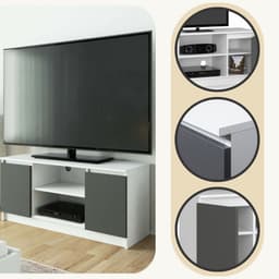 TV Meubel / AKORD Furniture Factory / Wit - Grafietgrijs / 2 Deuren / 40 cm x 120 cm — thumbnail 2