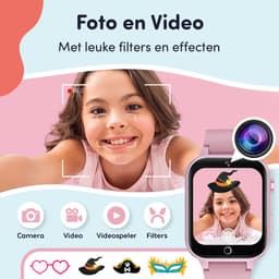 Keebies Smartwatch Kinderen - 5 t/m 12 jaar - Incl. Camera en 26 Kids Spelletjes - 512MB Geheugen - USB Oplaadbaar kinderhorloge - Meisje - Roze — thumbnail 7