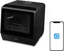 Luxe Mini Vaatwasser – Vrijstaande Kleine Vaatwasser – Met App – Met Waterreservoir – Modern Design – Zwart