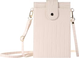 Stravo Kleine Crossbody Mobiele Telefoon Portemonnee voor Vrouwen - Stone 2# - Wit - Lichtgewicht Schoudertas met Creditcardvakken, Meisjes Steen Getextureerde Echte Leren Telefoontas voor iPhone/Samsung/Huawei/Google/etc Telefoon binnen 7 Inch — thumbnail 1