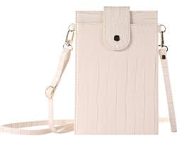 Stravo Kleine Crossbody Mobiele Telefoon Portemonnee voor Vrouwen - Stone 2# - Wit - Lichtgewicht Schoudertas met Creditcardvakken, Meisjes Steen Getextureerde Echte Leren Telefoontas voor iPhone/Samsung/Huawei/Google/etc Telefoon binnen 7 Inch