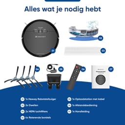 Heevey Robotstofzuiger met dweilfunctie - Automatisch oplaadstation - Dweilrobot - Robotstofzuiger huisdieren — thumbnail 8