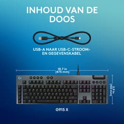 Logitech G915 X - Bedraad Gaming Toetsenbord - Tactile - Qwerty - Zwart — thumbnail 8
