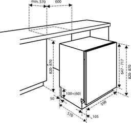 Inventum IVW6060A energiezuinige inbouw vaatwasser - 14 couverts - Volledig integreerbaar - Besteklade-Bestekmand - Stil: 42 dB - 9 programma’s - Max nishoogte 87 cm - Binnenverlichting - Projectie vloer - Extra droog optie - Energielabel A — thumbnail 10