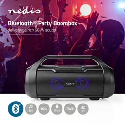 Nedis Portable Speaker – Bluetooth – Spatwaterdicht – Met verlichting – Zwart — thumbnail 5